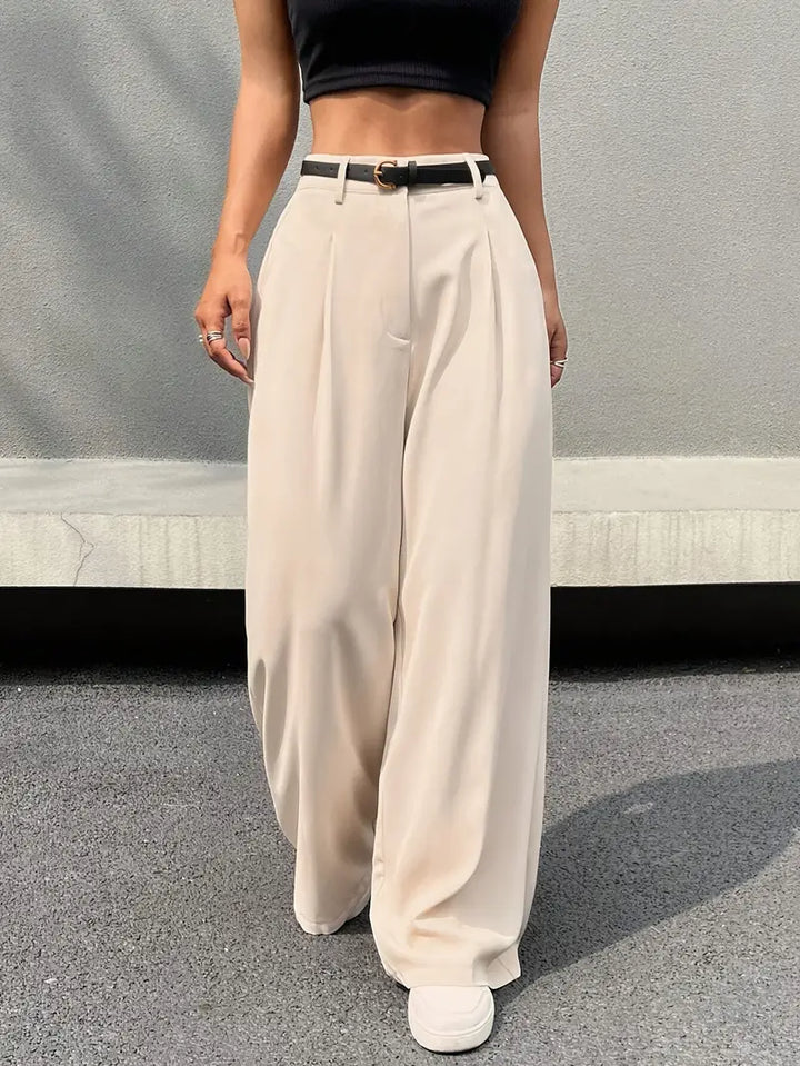 High-Waist-Hose Mit Weitem Bein Und Falten Für Frauen Mivona