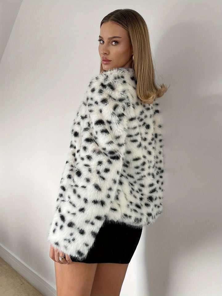 Dalmatiner Print Kunstpelzmantel mit markantem Stil für Damen Mivona