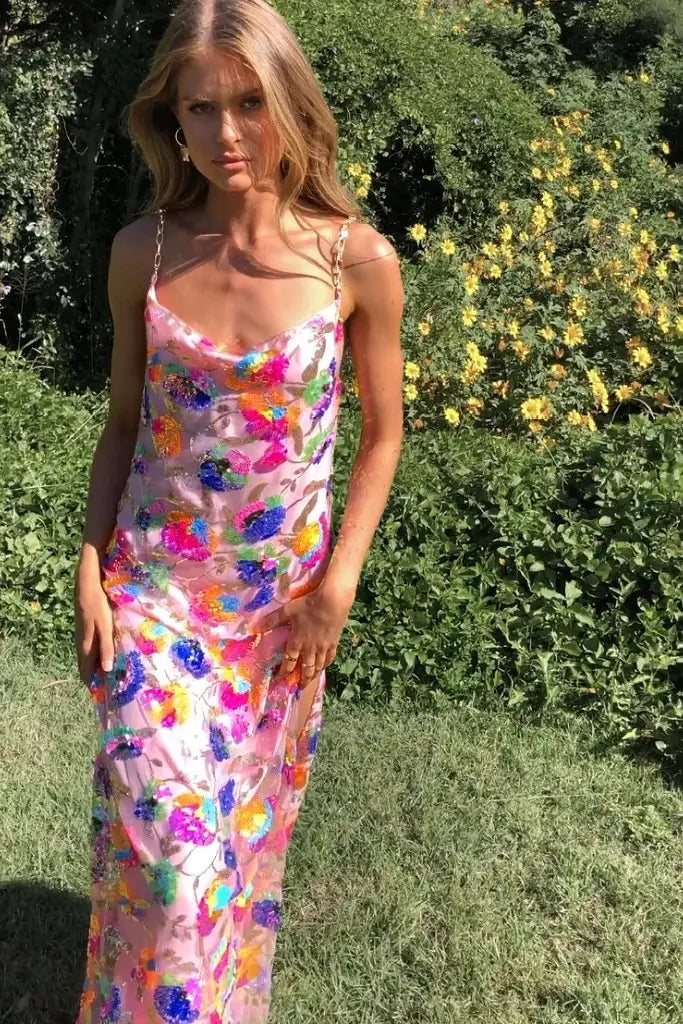 Elegantes Florales Midikleid Mit Schlitz Für Frauen Mivona