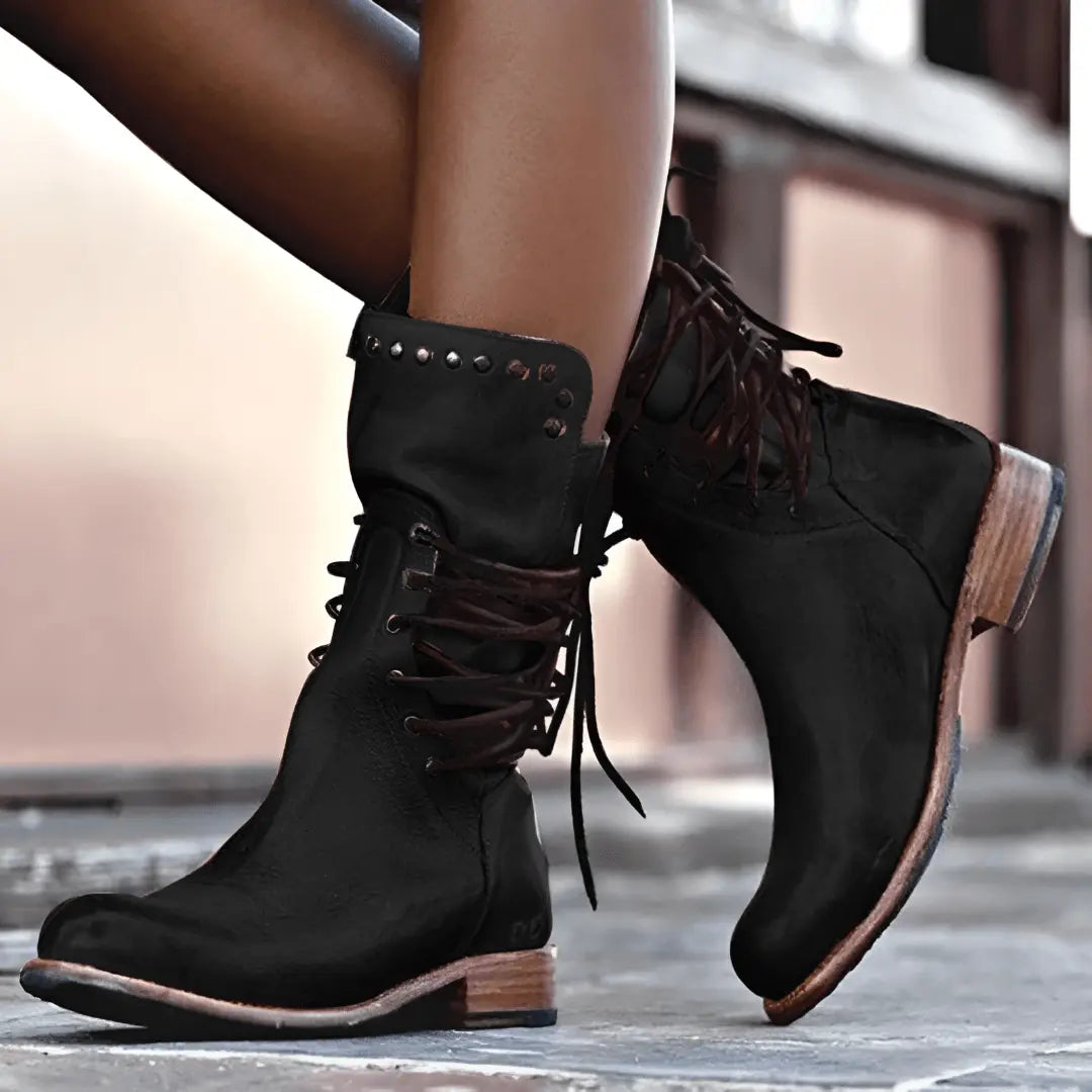 Bequeme Schnürstiefel aus veganem Leder Für Frauen Mivona