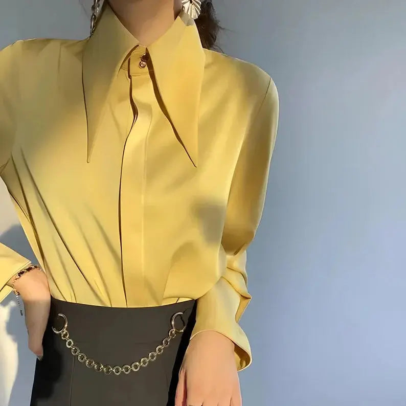 Edle Satinbluse mit Langen Ärmeln für Damen Mivona
