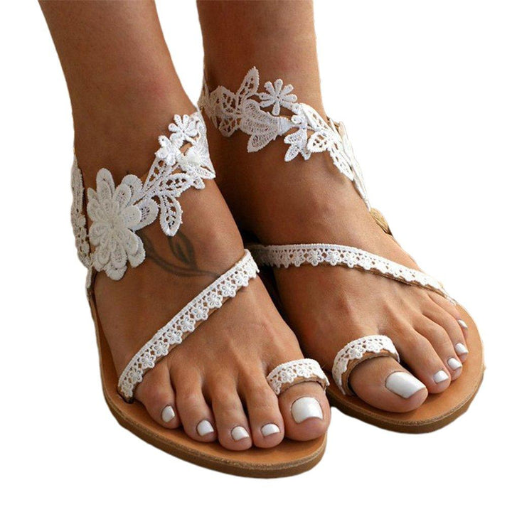 Flache Sandalen mit Spitzendesign für Frauen Mivona