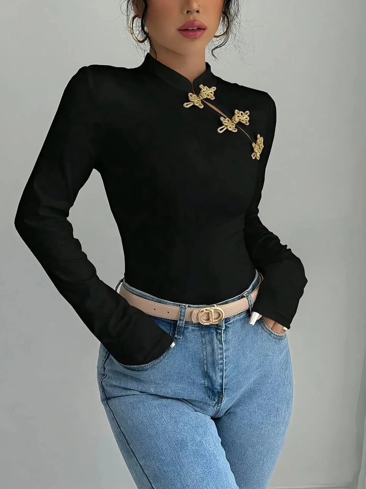 Langarmshirt mit Knoten-Details und Slim-Fit-Passform für Frauen Mivona