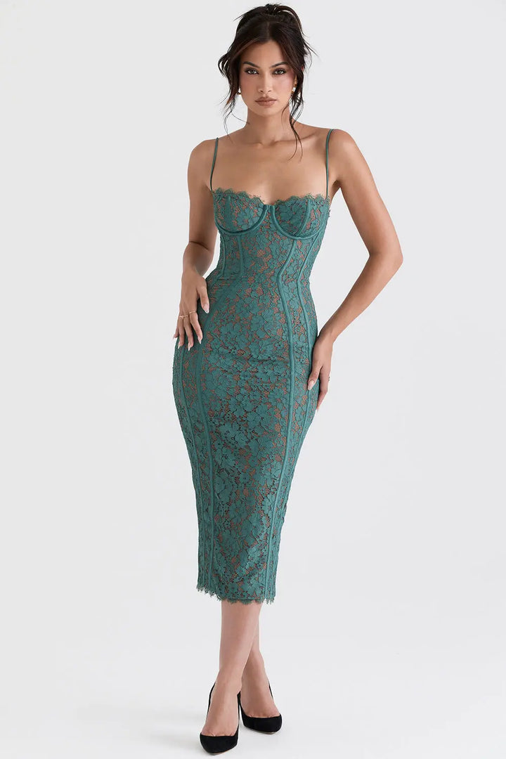 Midikleid aus Waldspitze mit Natürlicher Eleganz für Frauen Mivona