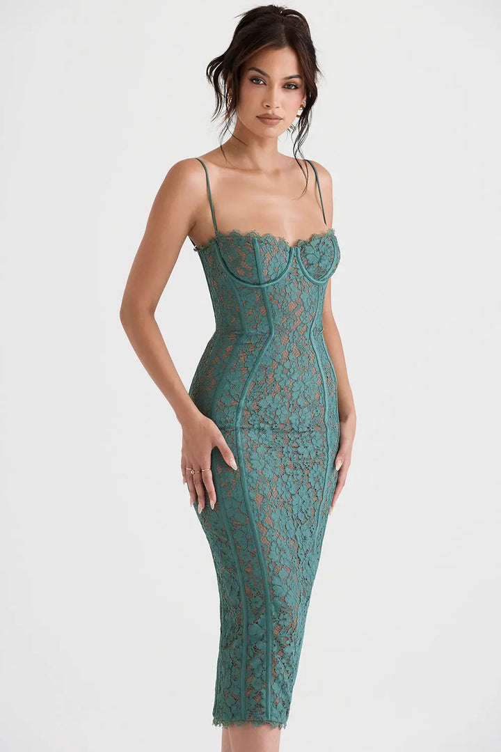 Midikleid aus Waldspitze mit Natürlicher Eleganz für Frauen Mivona