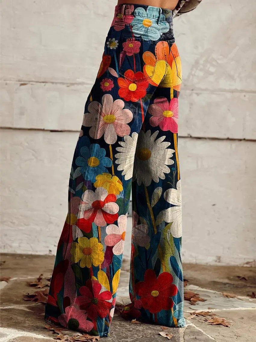 Hose mit hohem Bund und Blumenmuster für Damen Mivona