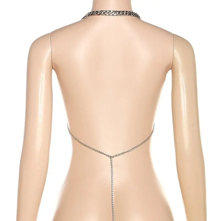 Crop Top mit Kettendetail und offenem Rücken für Frauen Mivona