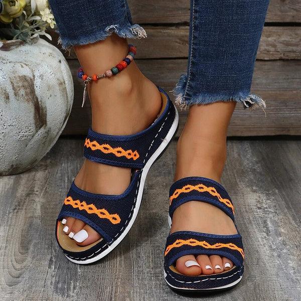 Boho-Sandalen mit offener Zehenpartie und bestickten Riemen für Frauen Mivona