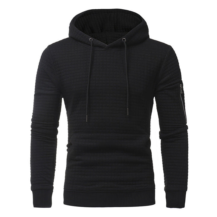 Martin | Heren Hoodie met ruitstructuur en rits op mouw Mivona