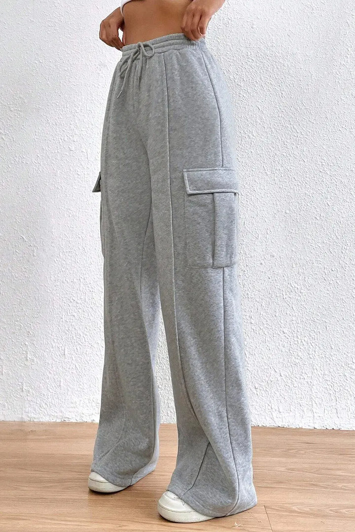 Hellgraue Cargo-Trainingshose mit Kordelzug Für Frauen Mivona