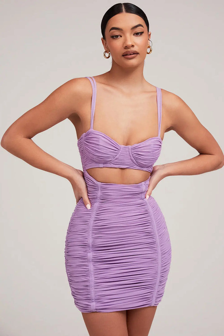 Mistress Rocks Lila Mesh Kleid mit Cut Out für Frauen Mivona