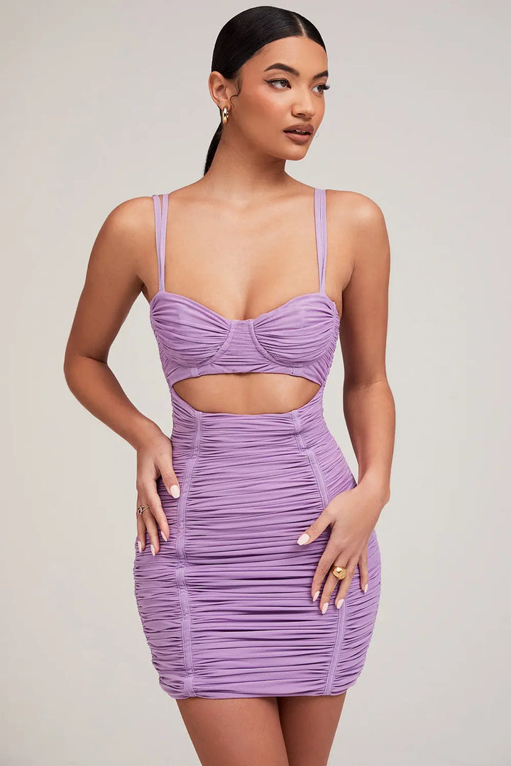 Mistress Rocks Lila Mesh Kleid mit Cut Out für Frauen Mivona