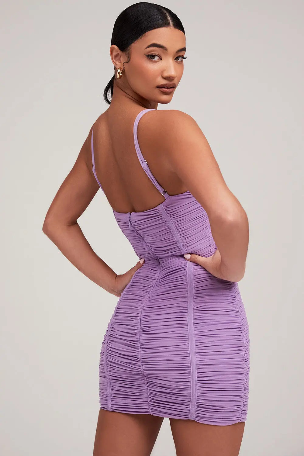 Mistress Rocks Lila Mesh Kleid mit Cut Out für Frauen Mivona