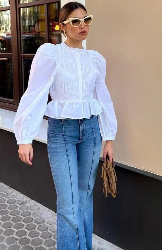 Weiße Bluse mit eleganter Passform für Damen Mivona