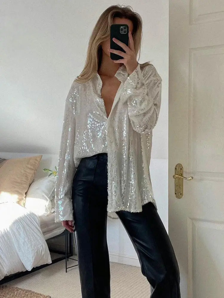 Glitzerbluse mit glamourösem Glanz für Damen Mivona