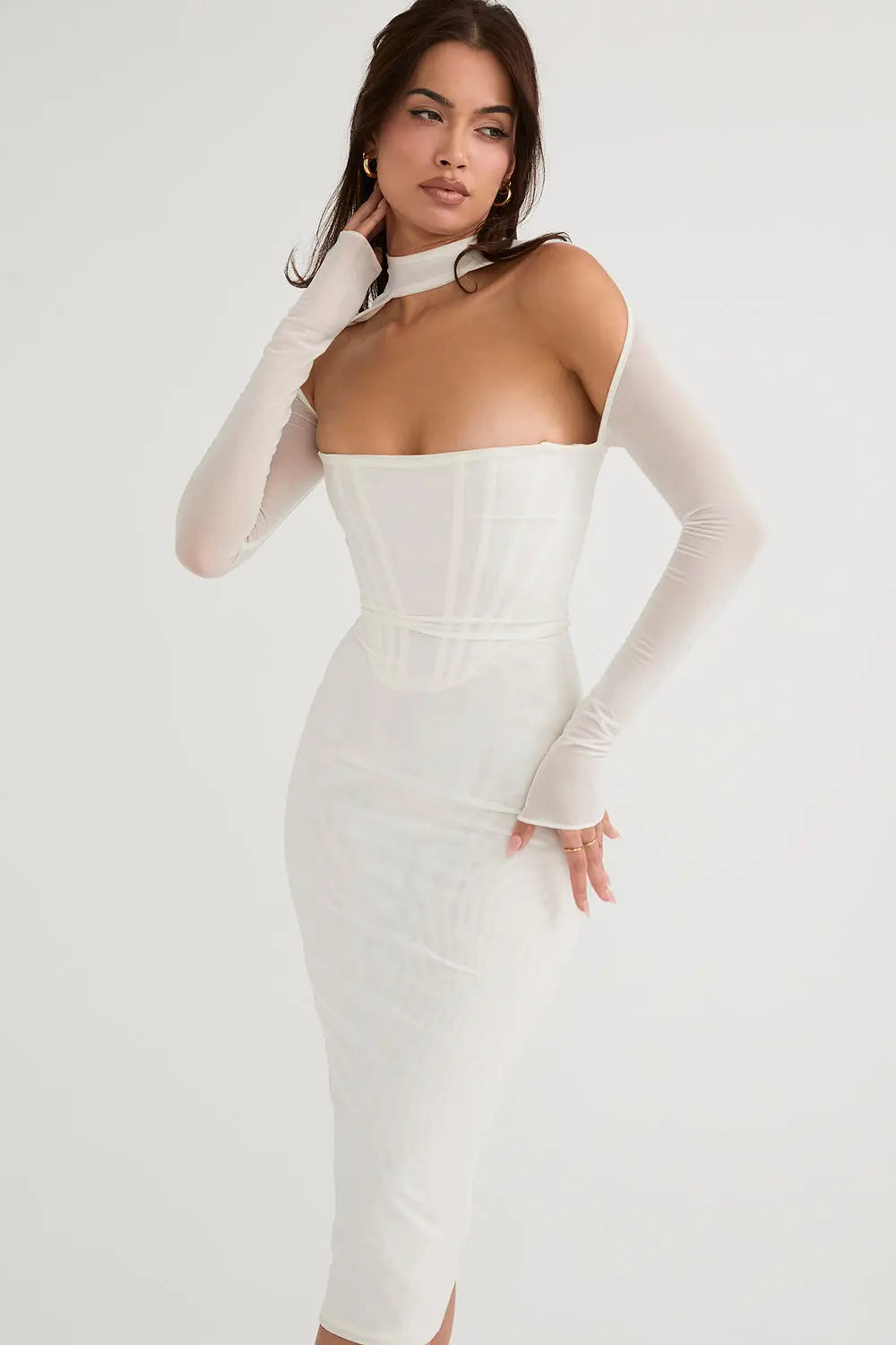 Midikleid mit Mesh Korsett und eleganter Kontur für Frauen Mivona