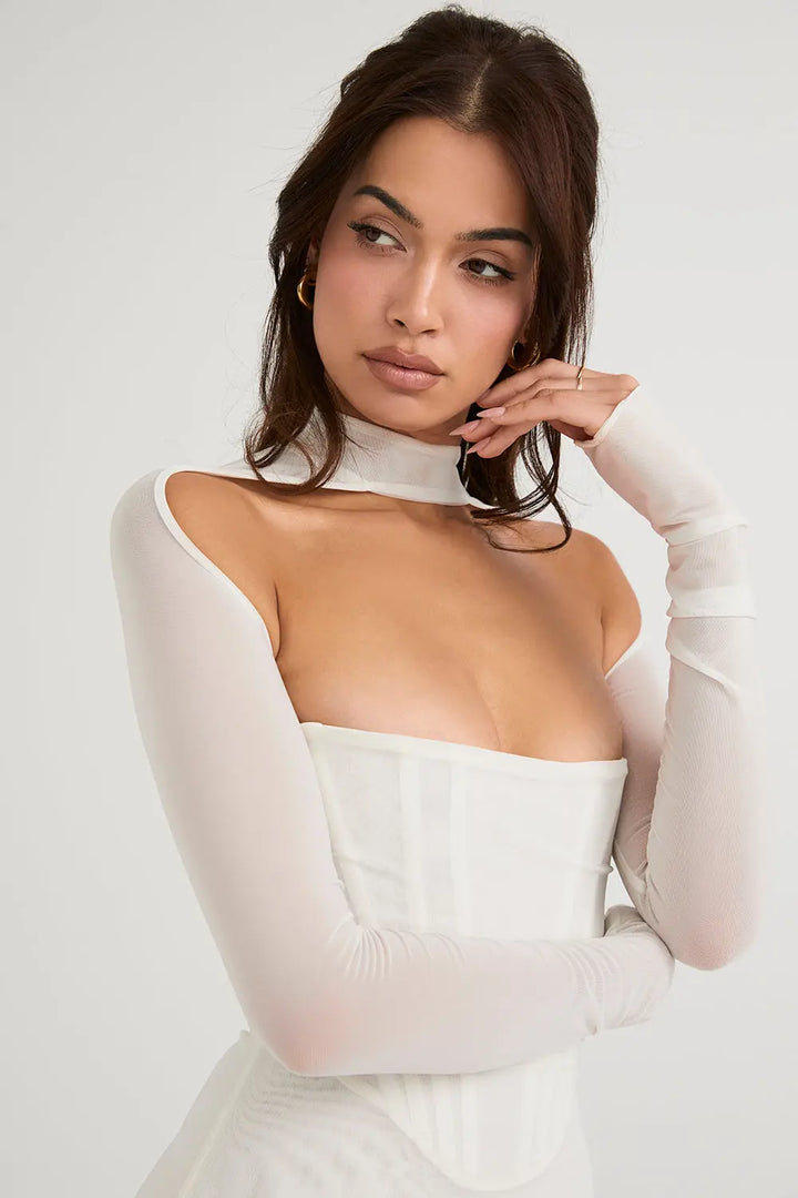 Midikleid mit Mesh Korsett und eleganter Kontur für Frauen Mivona