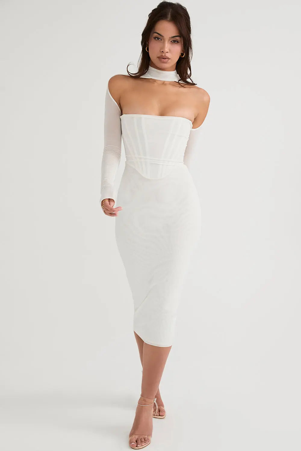 Midikleid mit Mesh Korsett und eleganter Kontur für Frauen Mivona