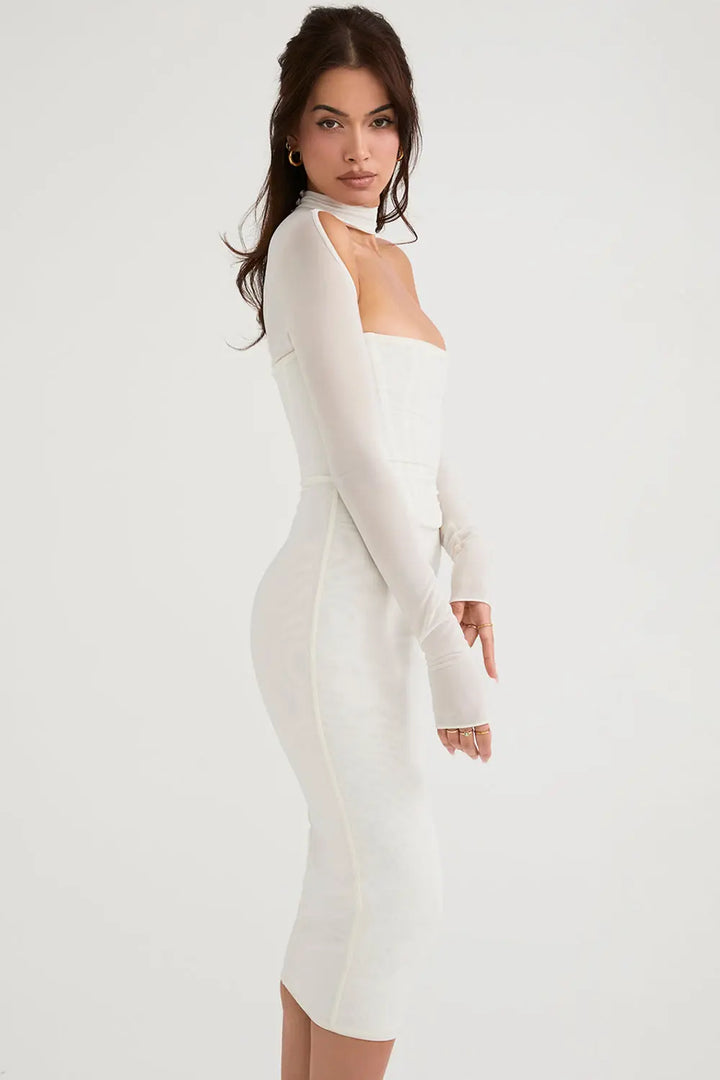 Midikleid mit Mesh Korsett und eleganter Kontur für Frauen Mivona