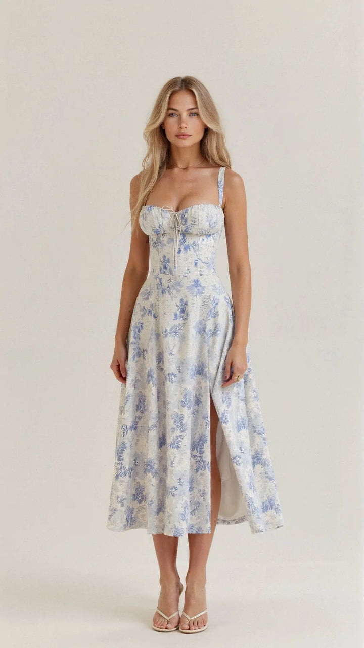 Midikleid mit Korsagen Design und femininer Silhouette für Frauen Mivona