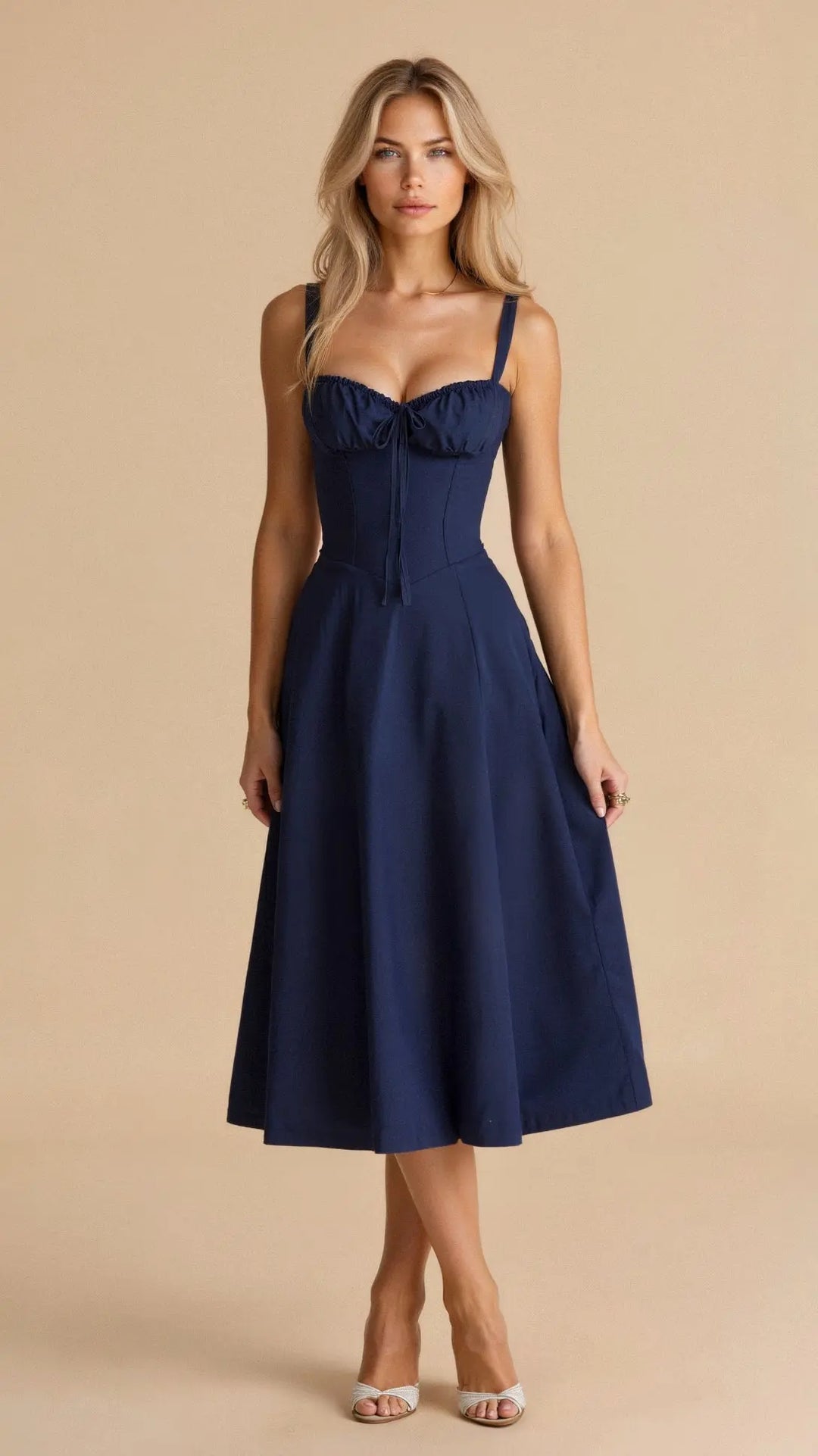 Midikleid mit Korsagen Design und femininer Silhouette für Frauen Mivona