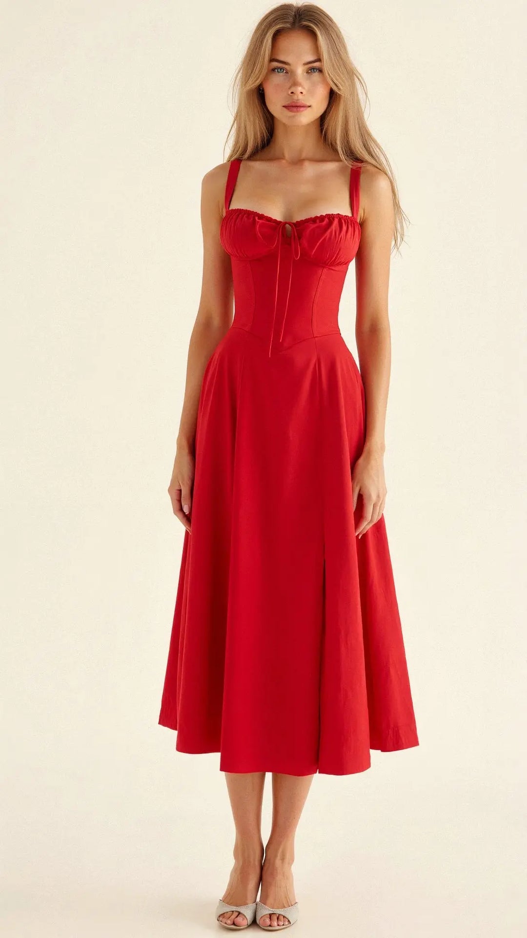 Midikleid mit Korsagen Design und femininer Silhouette für Frauen Mivona