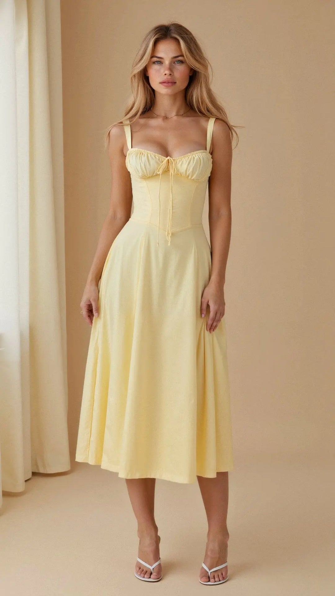 Midikleid mit Korsagen Design und femininer Silhouette für Frauen Mivona