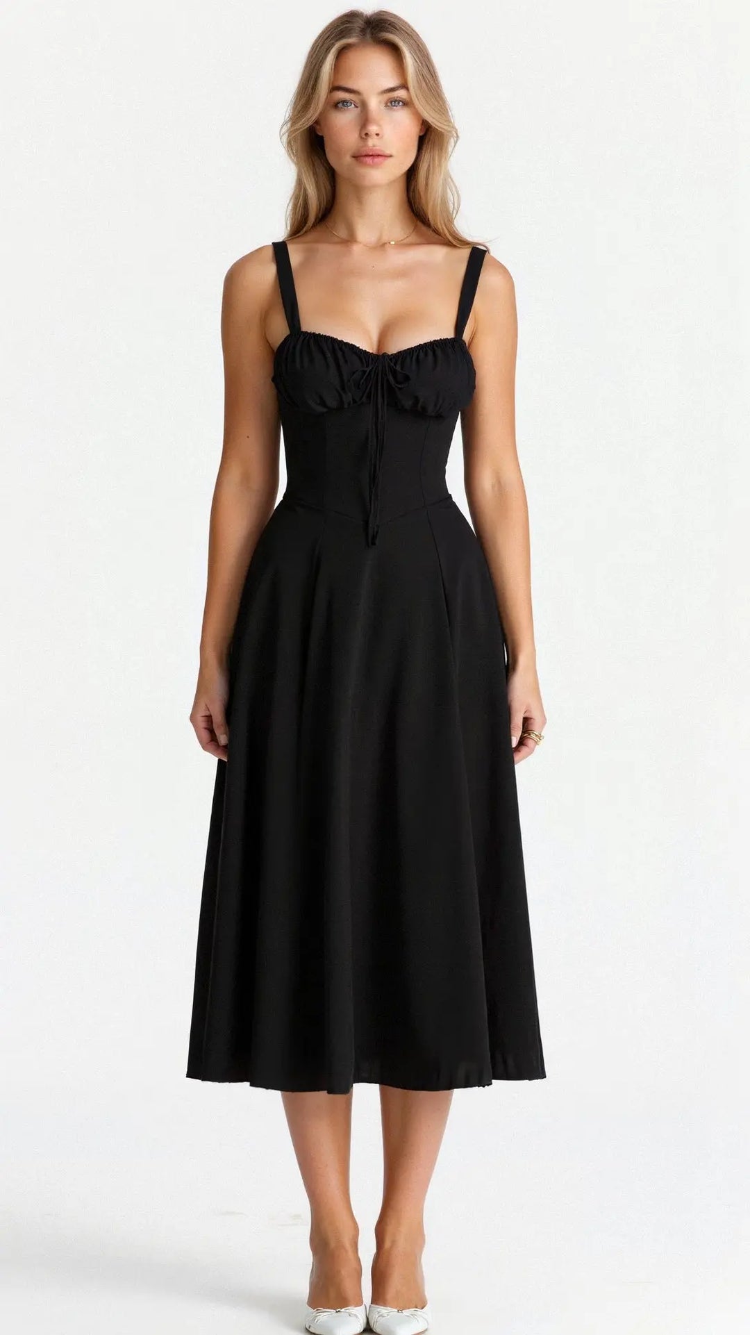 Midikleid mit Korsagen Design und femininer Silhouette für Frauen Mivona