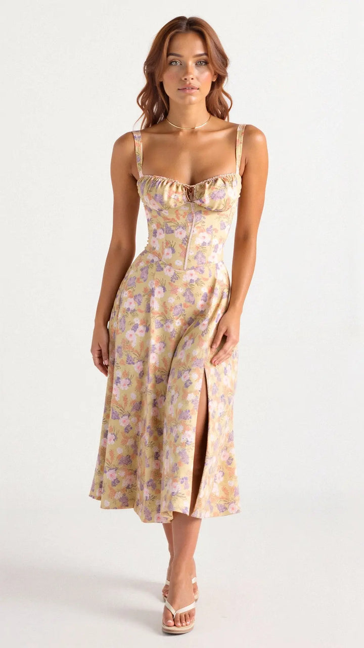 Midikleid mit Korsagen Design und femininer Silhouette für Frauen Mivona