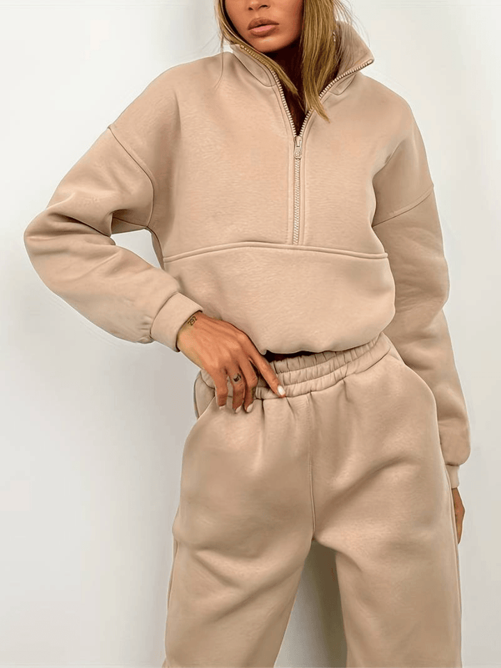 Bequemes Zip-Up-Sweatshirt und Jogginghosen-Set Für Frauen Mivona