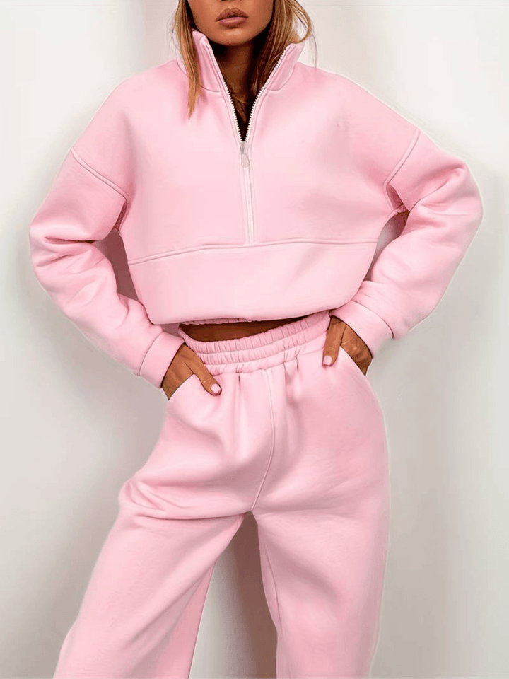 Bequemes Zip-Up-Sweatshirt und Jogginghosen-Set Für Frauen Mivona