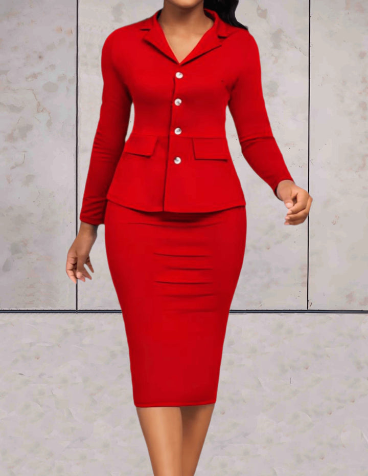 Elegantes und Luxuriöses Rotes Bodycon Set für Frauen