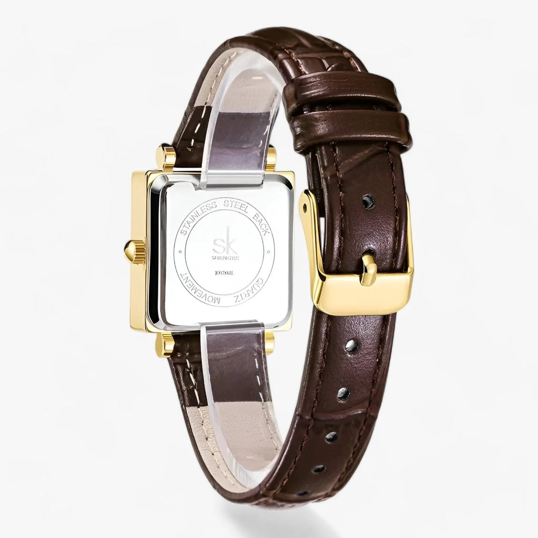 Quadratische Damenuhr mit Lederarmband Mivona