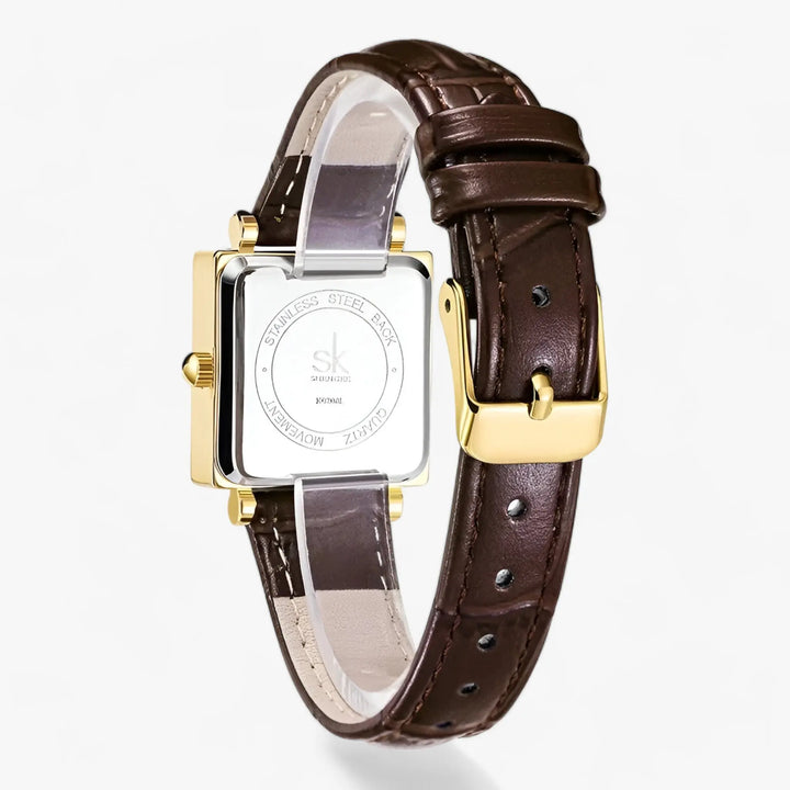 Quadratische Damenuhr mit Lederarmband Mivona