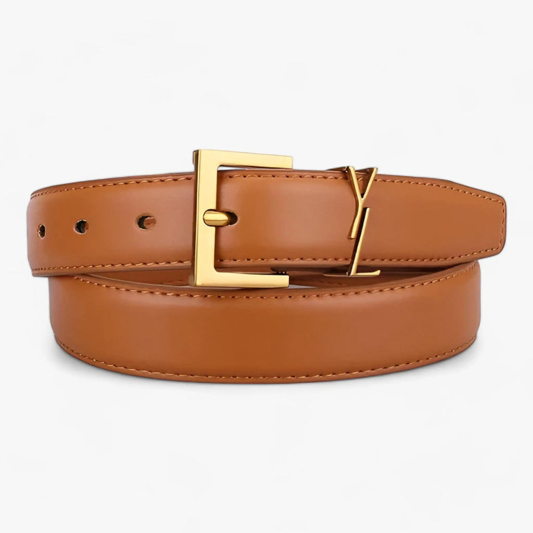 Designer Ledergürtel mit Goldener Schnalle Für Frauen Mivona