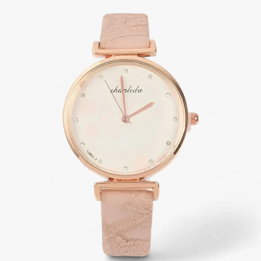 Lederarmband Runde Vintage Blumen Uhr Für Frauen Mivona