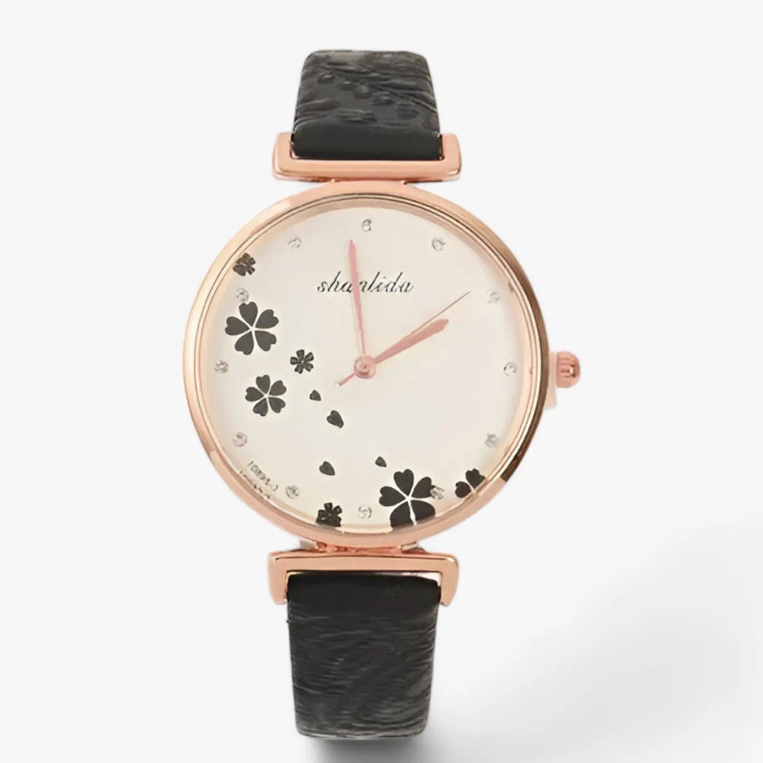 Lederarmband Runde Vintage Blumen Uhr Für Frauen Mivona