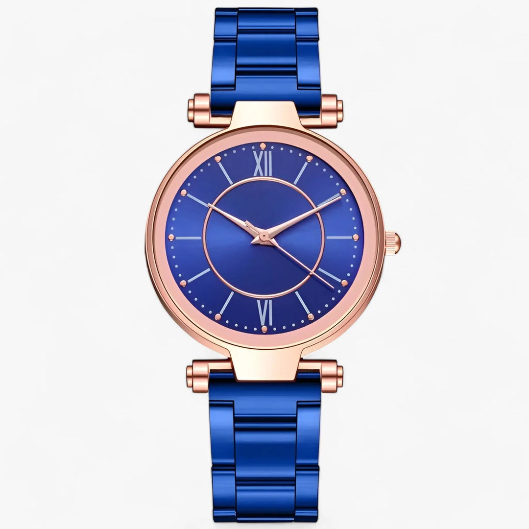 Exquisite runde Edelstahl-Uhr mit elegantem Design für Damen Mivona