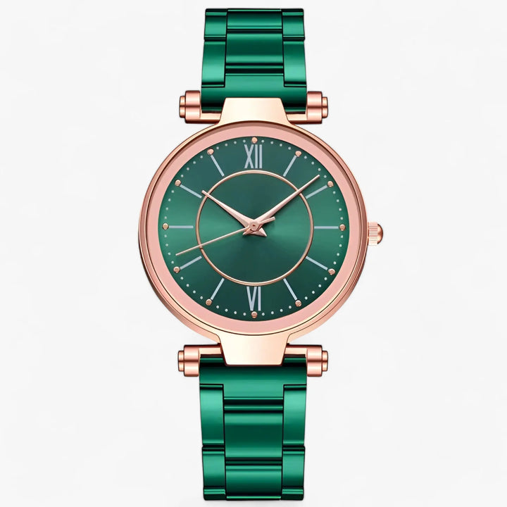 Exquisite runde Edelstahl-Uhr mit elegantem Design für Damen Mivona