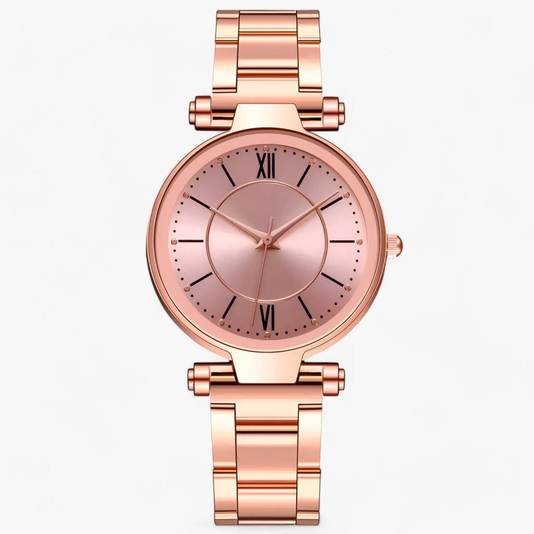 Exquisite runde Edelstahl-Uhr mit elegantem Design für Damen Mivona