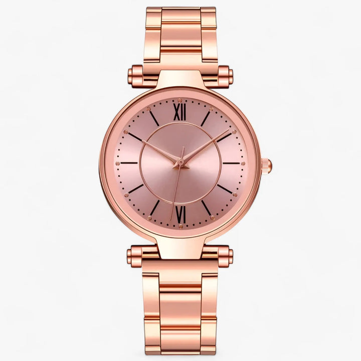 Exquisite runde Edelstahl-Uhr mit elegantem Design für Damen Mivona
