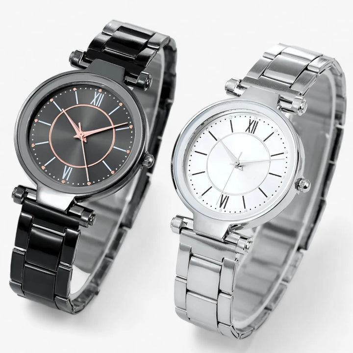 Exquisite runde Edelstahl-Uhr mit elegantem Design für Damen Mivona