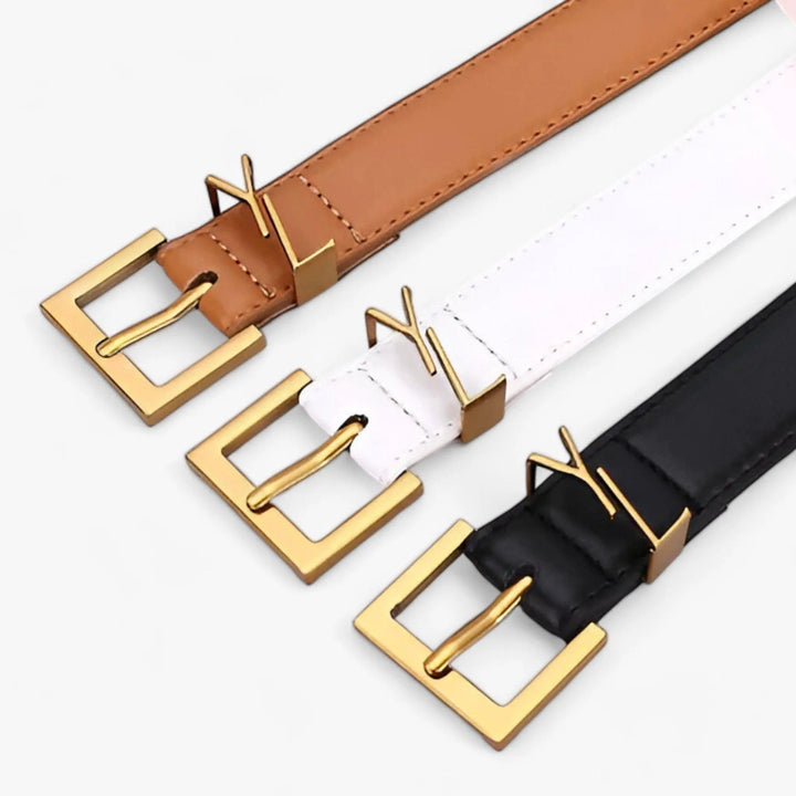 Designer Ledergürtel mit Goldener Schnalle Für Frauen Mivona