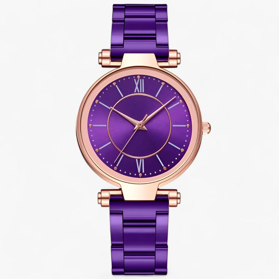 Exquisite runde Edelstahl-Uhr mit elegantem Design für Damen Mivona