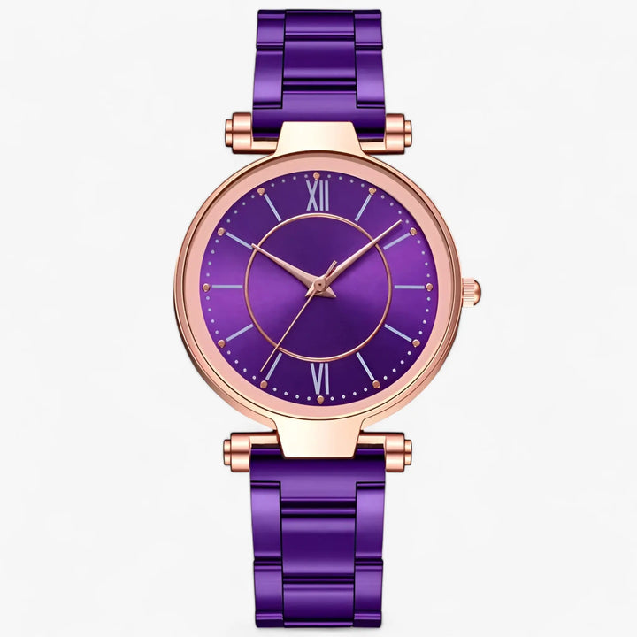 Exquisite runde Edelstahl-Uhr mit elegantem Design für Damen Mivona