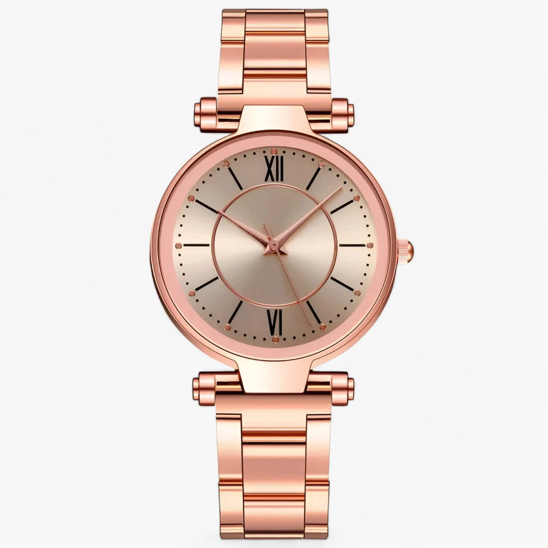 Exquisite runde Edelstahl-Uhr mit elegantem Design für Damen Mivona