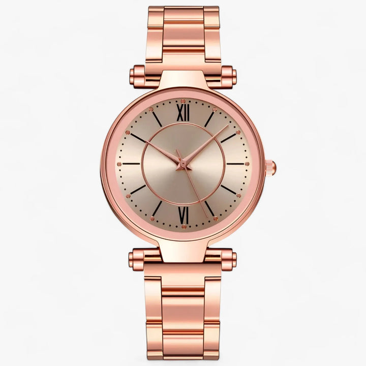 Exquisite runde Edelstahl-Uhr mit elegantem Design für Damen Mivona