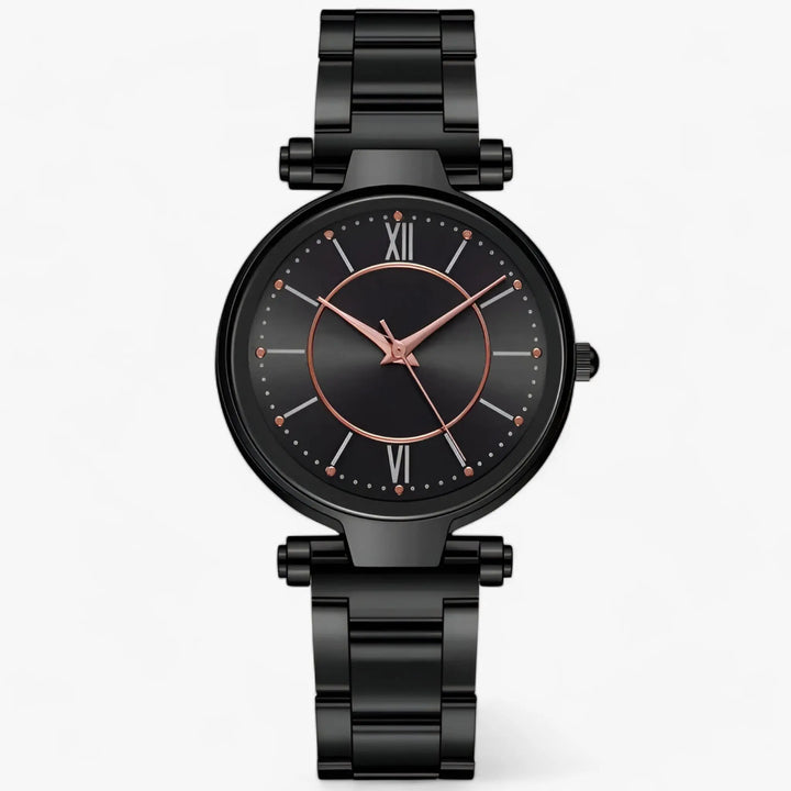 Exquisite runde Edelstahl-Uhr mit elegantem Design für Damen Mivona