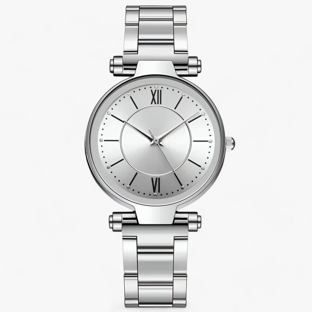 Exquisite runde Edelstahl-Uhr mit elegantem Design für Damen Mivona