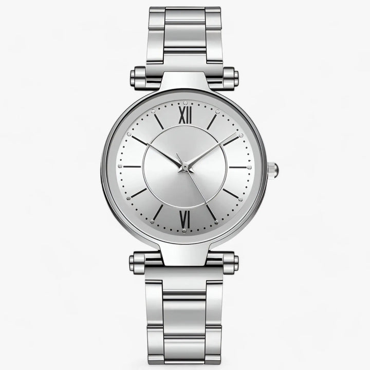 Exquisite runde Edelstahl-Uhr mit elegantem Design für Damen Mivona